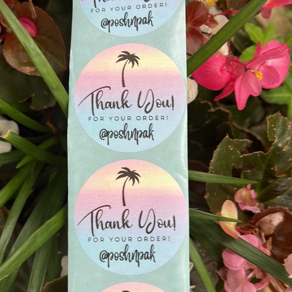 Summer 2025🎉 50 CUSTOM THANK YOU STICKERS with your Closet name-🌴PALM TREE - Picture 1 of 4